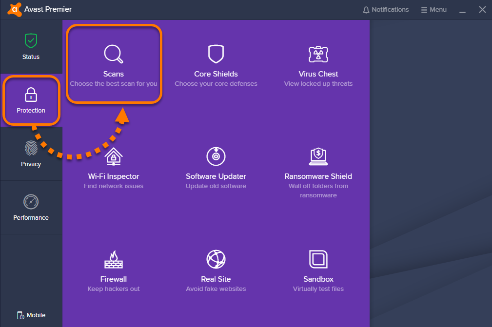 avast report file scan location